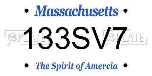 133SV7 Massachusetts License Plate