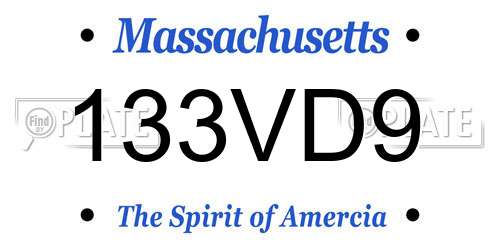 133VD9 Massachusetts License Plate