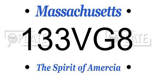 133VG8 Massachusetts License Plate