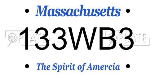 133WB3 Massachusetts License Plate