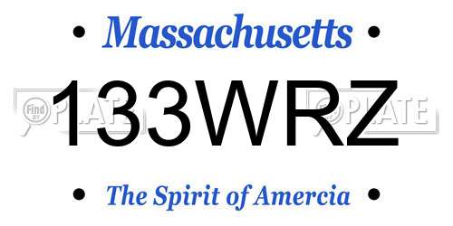 133WRZ Massachusetts License Plate
