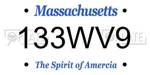 133WV9 Massachusetts License Plate