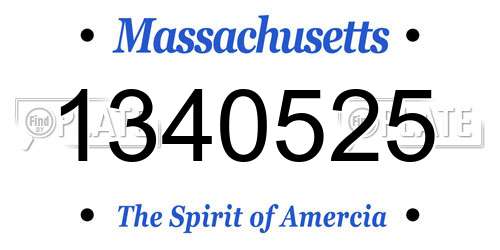 1340525 Massachusetts License Plate