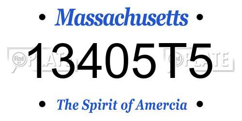 13405T5 Massachusetts License Plate