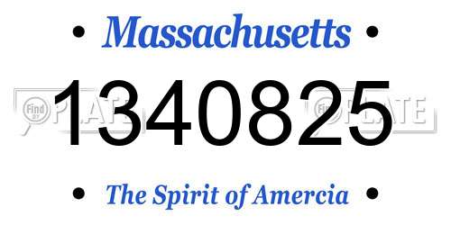 1340825 Massachusetts License Plate