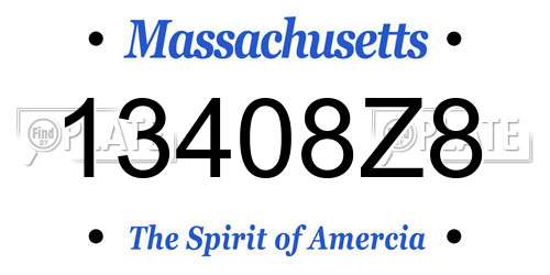 13408Z8 Massachusetts License Plate