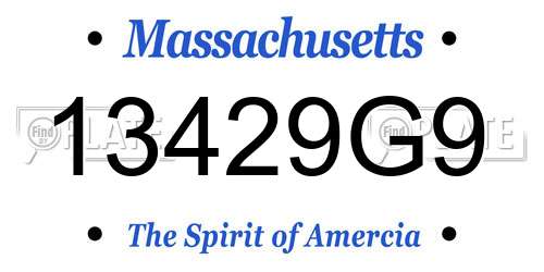 13429G9 Massachusetts License Plate