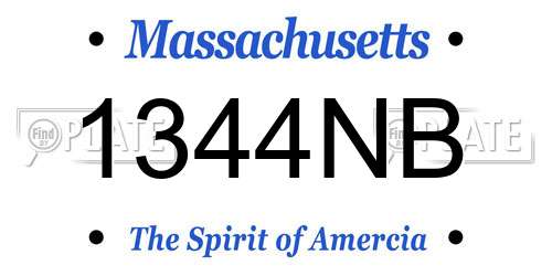 1344NB Massachusetts License Plate