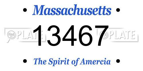 13467 Massachusetts License Plate