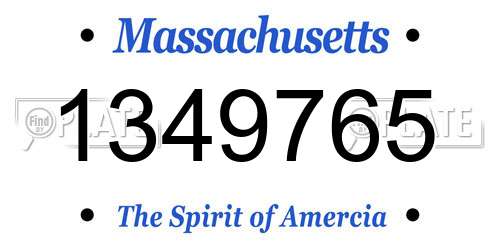 1349765 Massachusetts License Plate