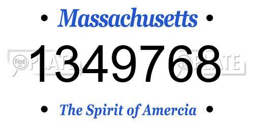 1349768 Massachusetts License Plate