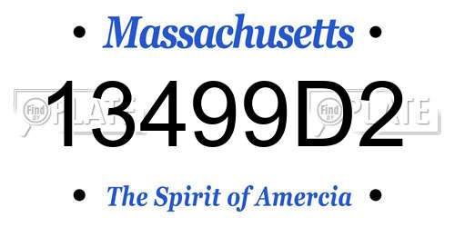 13499D2 Massachusetts License Plate
