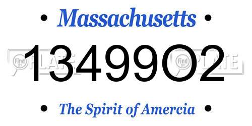 13499O2 Massachusetts License Plate