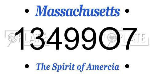 13499O7 Massachusetts License Plate