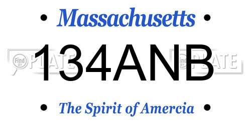 134ANB Massachusetts License Plate