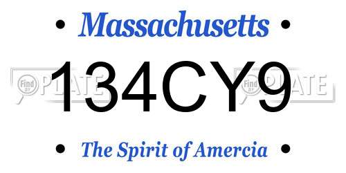 134CY9 Massachusetts License Plate
