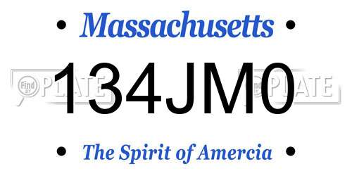 134JM0 Massachusetts License Plate