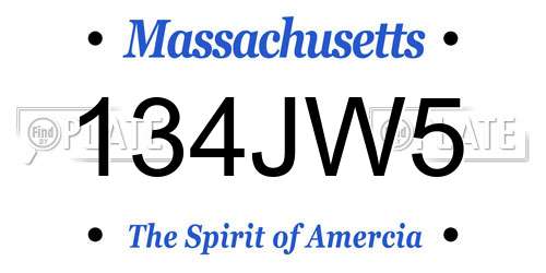 134JW5 Massachusetts License Plate