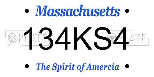 134KS4 Massachusetts License Plate
