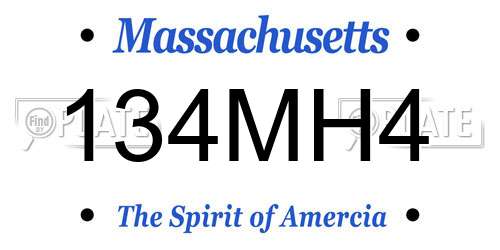 134MH4 Massachusetts License Plate