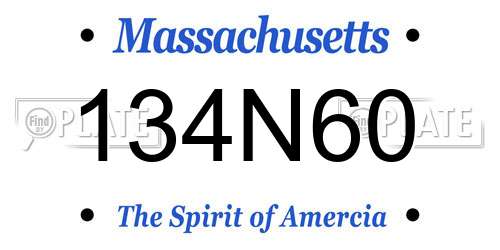 134N60 Massachusetts License Plate