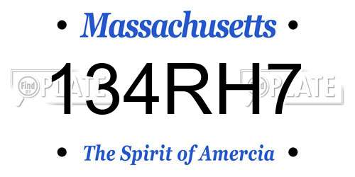 134RH7 Massachusetts License Plate