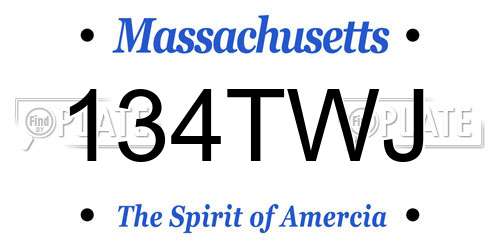 134TWJ Massachusetts License Plate