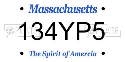 134YP5 Massachusetts License Plate