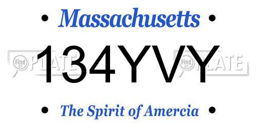 134YVY Massachusetts License Plate