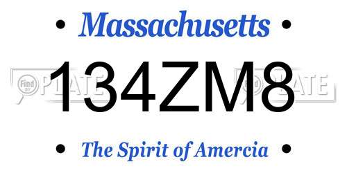 134ZM8 Massachusetts License Plate