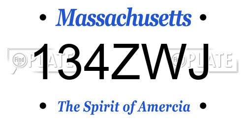 134ZWJ Massachusetts License Plate