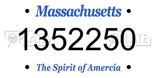 1352250 Massachusetts License Plate