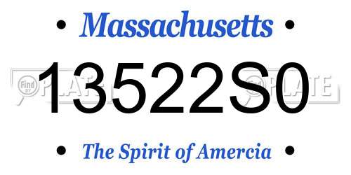 13522S0 Massachusetts License Plate