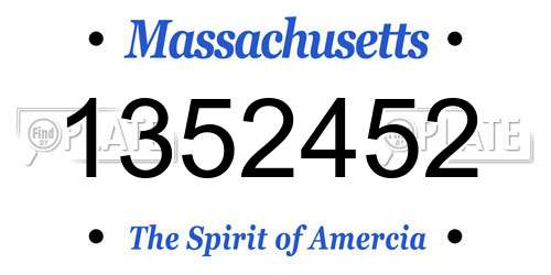 1352452 Massachusetts License Plate
