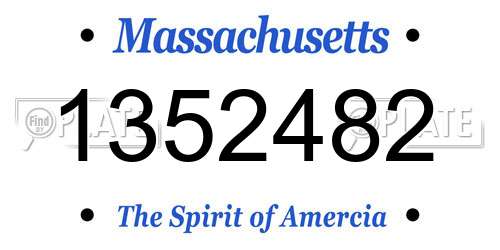 1352482 Massachusetts License Plate