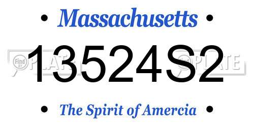 13524S2 Massachusetts License Plate