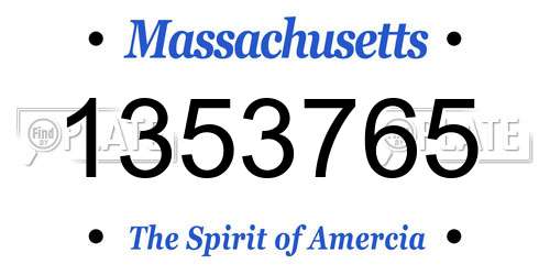 1353765 Massachusetts License Plate