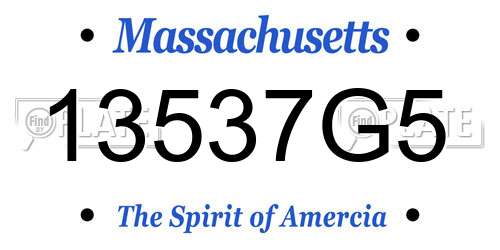 13537G5 Massachusetts License Plate