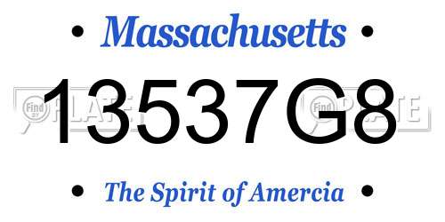 13537G8 Massachusetts License Plate
