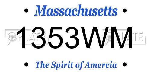1353WM Massachusetts License Plate