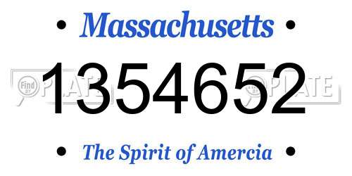 1354652 Massachusetts License Plate