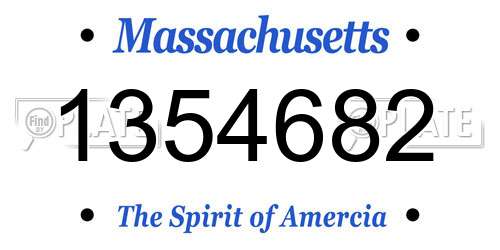 1354682 Massachusetts License Plate
