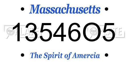 13546O5 Massachusetts License Plate