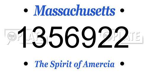 1356922 Massachusetts License Plate
