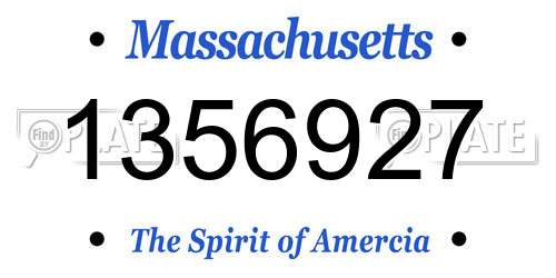 1356927 Massachusetts License Plate