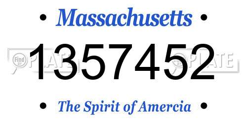 1357452 Massachusetts License Plate
