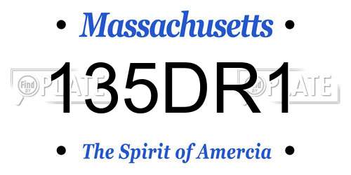 135DR1 Massachusetts License Plate