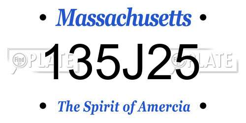135J25 Massachusetts License Plate