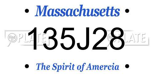 135J28 Massachusetts License Plate