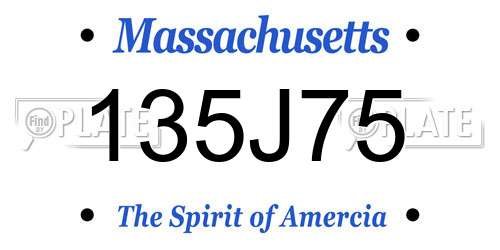 135J75 Massachusetts License Plate